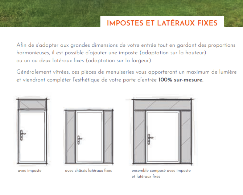 Changement de portes d’entrée en bois avec impostes et latéraux fixes Atulam, partenaire de L’ouverture Française des produits sur mesure.