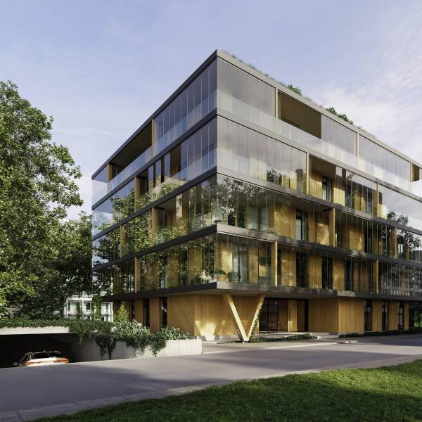 Vente et installation de vitrages coulissants/pivotants Solarlux dans un bâtiment à Le Vésinet près de Bois-Colombes par L’ouverture Française.